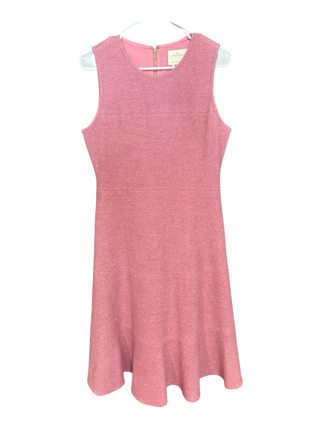 Kate Spade Pink Textured Wool Blend Sleeveless Dress